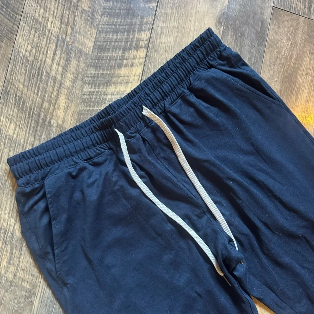 Men's Dark Blue Elastic Waist Jogger Pants with Drawstring